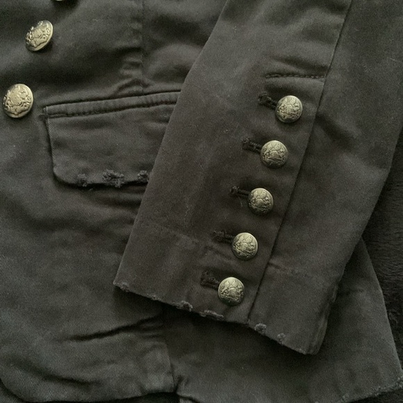 Free People Light Distressed Washed Black Military Jacket - Picture 4 of 12